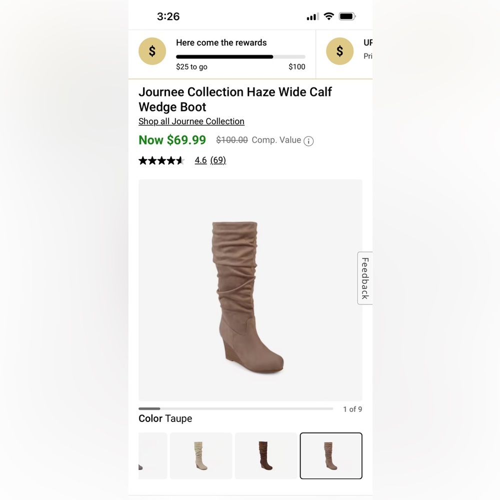 Barely worn Journee Collection tall wedge, wide calf boots, size 7.5